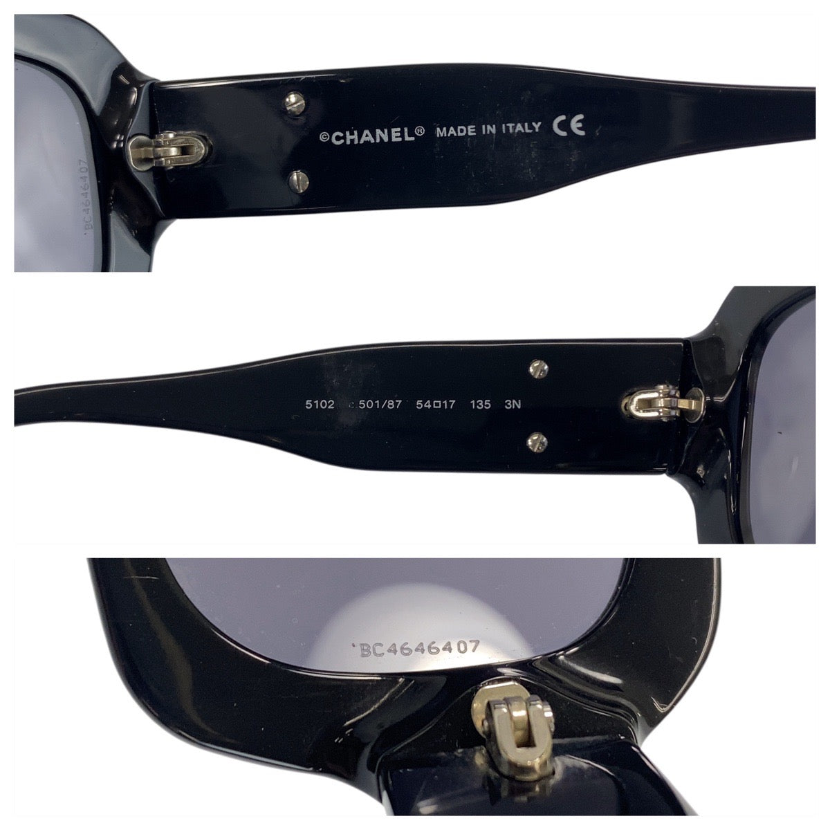 21868
CHANEL シャネル ココマーク ブラック 黒 プラスチック 5102 c501/87 54□17 135 3N サングラス ウェリントン レディース AB28