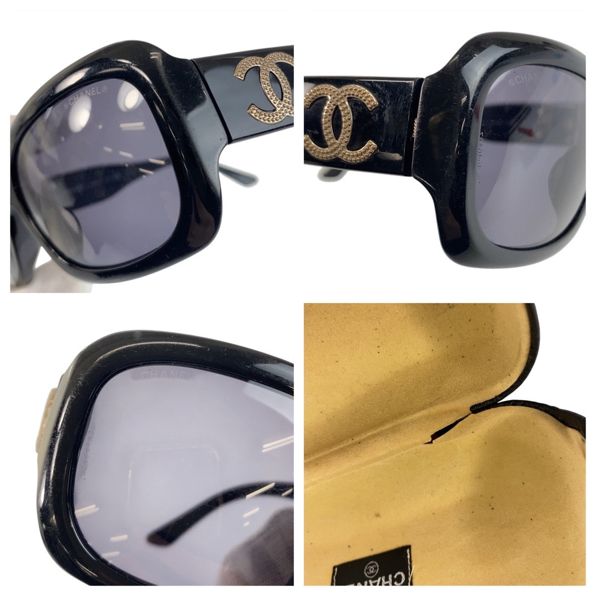 21868
CHANEL シャネル ココマーク ブラック 黒 プラスチック 5102 c501/87 54□17 135 3N サングラス ウェリントン レディース AB28