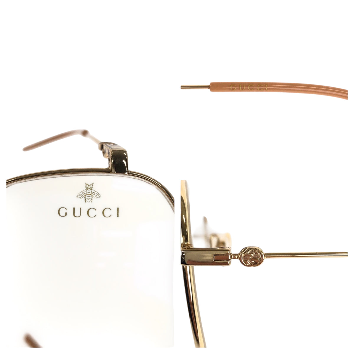 21869
GUCCI グッチ インターロッキング ゴールド ベージュ メタル GG0396S 001 56□18-140 メガネ サングラス 男女兼用 レディース A28