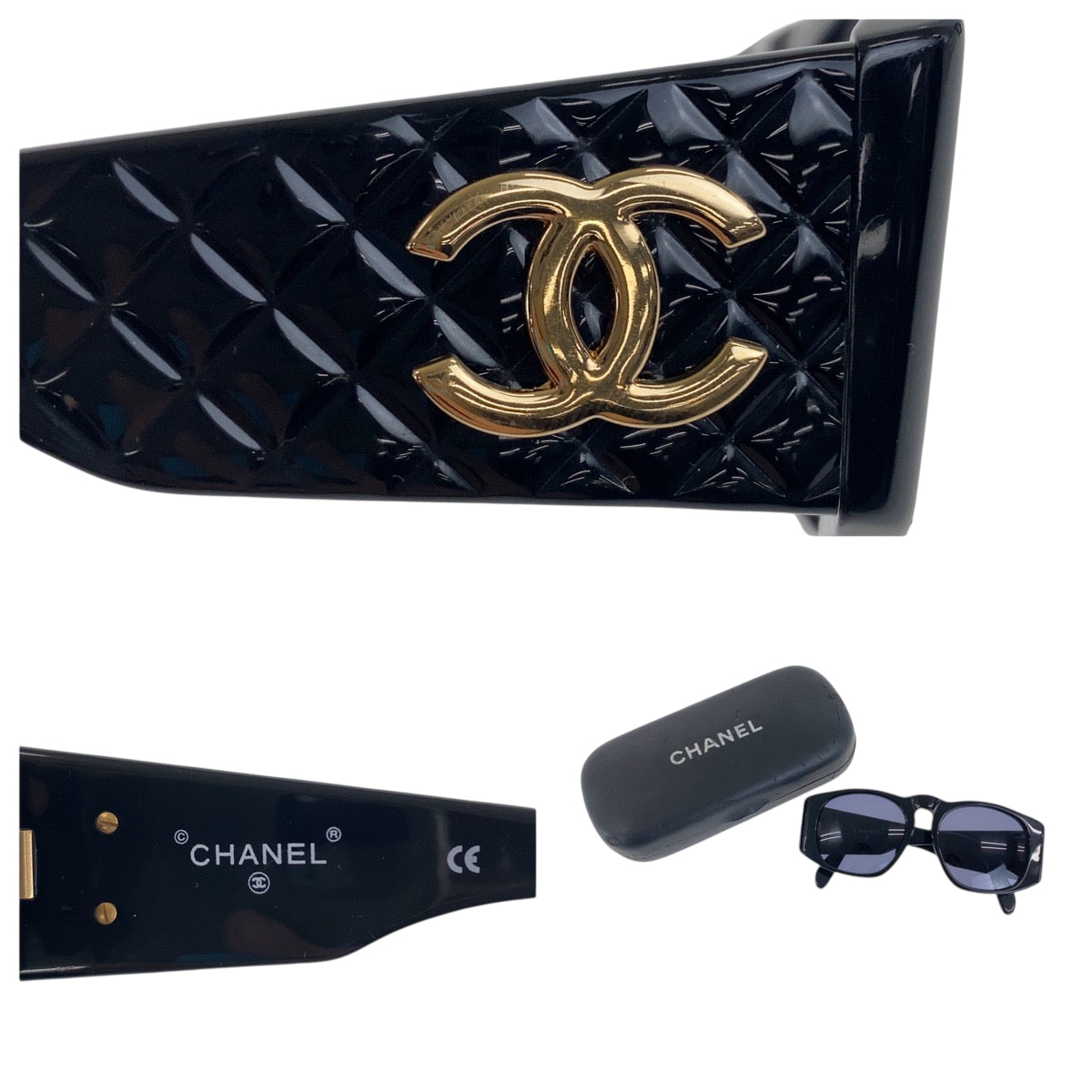 21870
CHANEL シャネル マトラッセ ココマーク ブラック ゴールド金具 プラスチック 01450 94305 サングラス メガネ 男女兼用 スクエア レディース A30