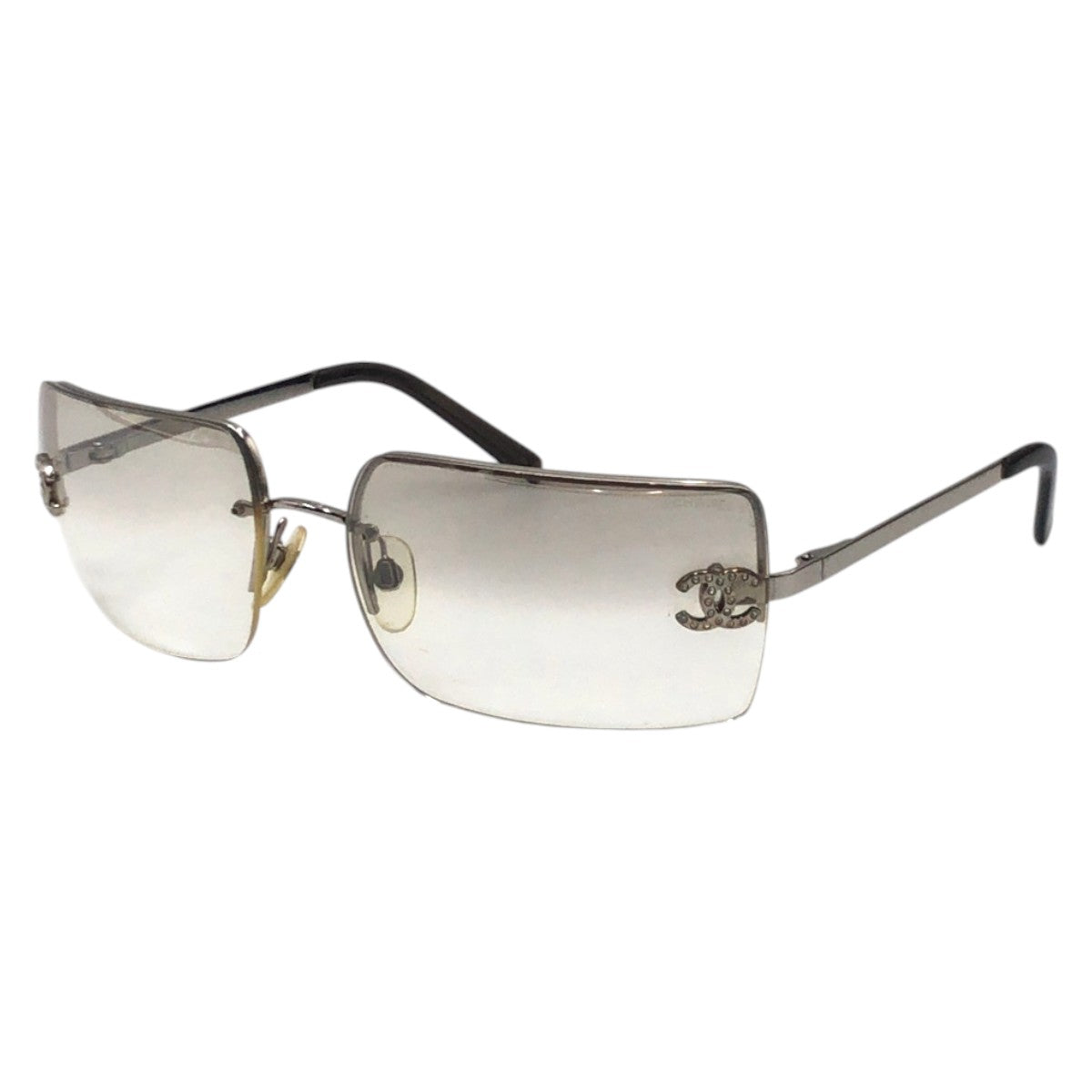 21871
CHANEL シャネル ココマーク ラインストーン ブラウン シルバー メタル 4092-B 62▫︎15 サングラス スクエア レディース ABP30