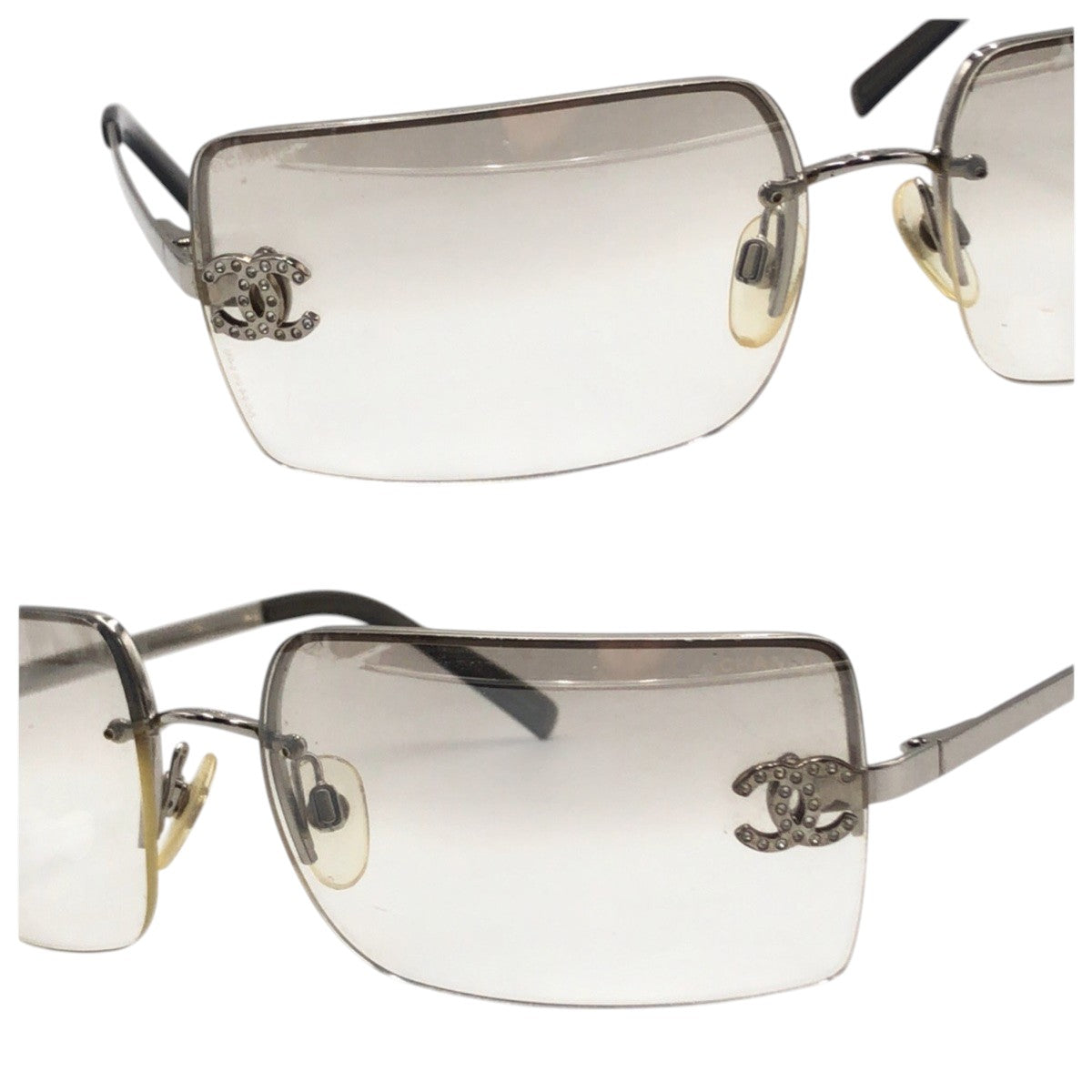 21871
CHANEL シャネル ココマーク ラインストーン ブラウン シルバー メタル 4092-B 62▫︎15 サングラス スクエア レディース ABP30