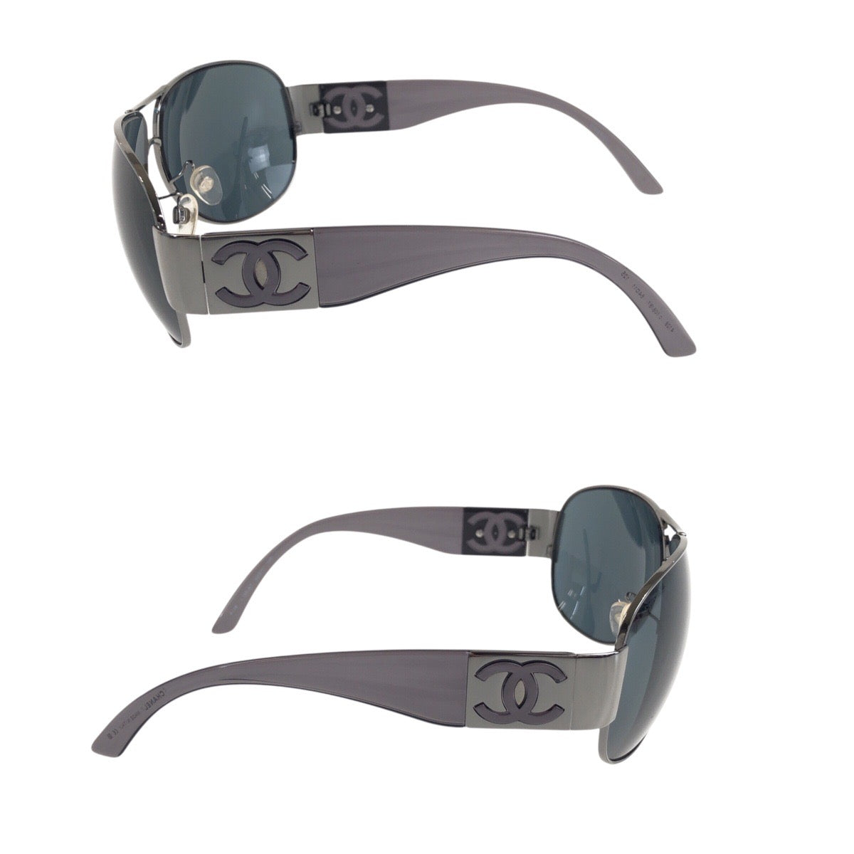 21872
CHANEL シャネル ココマーク グレー シルバー金具 プラスチック / メタル 4128 c.108/87 64□11 125 サングラス メガネ 男女兼用 ティアドロップ レディース A30