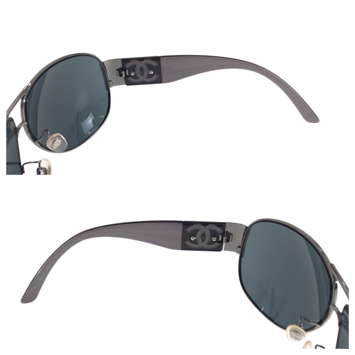 21872
CHANEL シャネル ココマーク グレー シルバー金具 プラスチック / メタル 4128 c.108/87 64□11 125 サングラス メガネ 男女兼用 ティアドロップ レディース A30