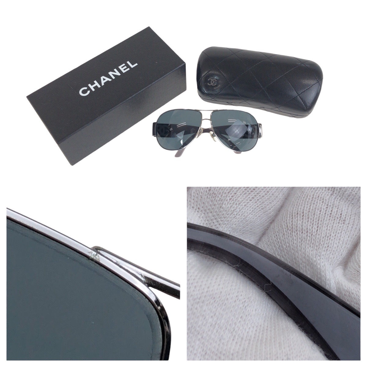 21872
CHANEL シャネル ココマーク グレー シルバー金具 プラスチック / メタル 4128 c.108/87 64□11 125 サングラス メガネ 男女兼用 ティアドロップ レディース A30