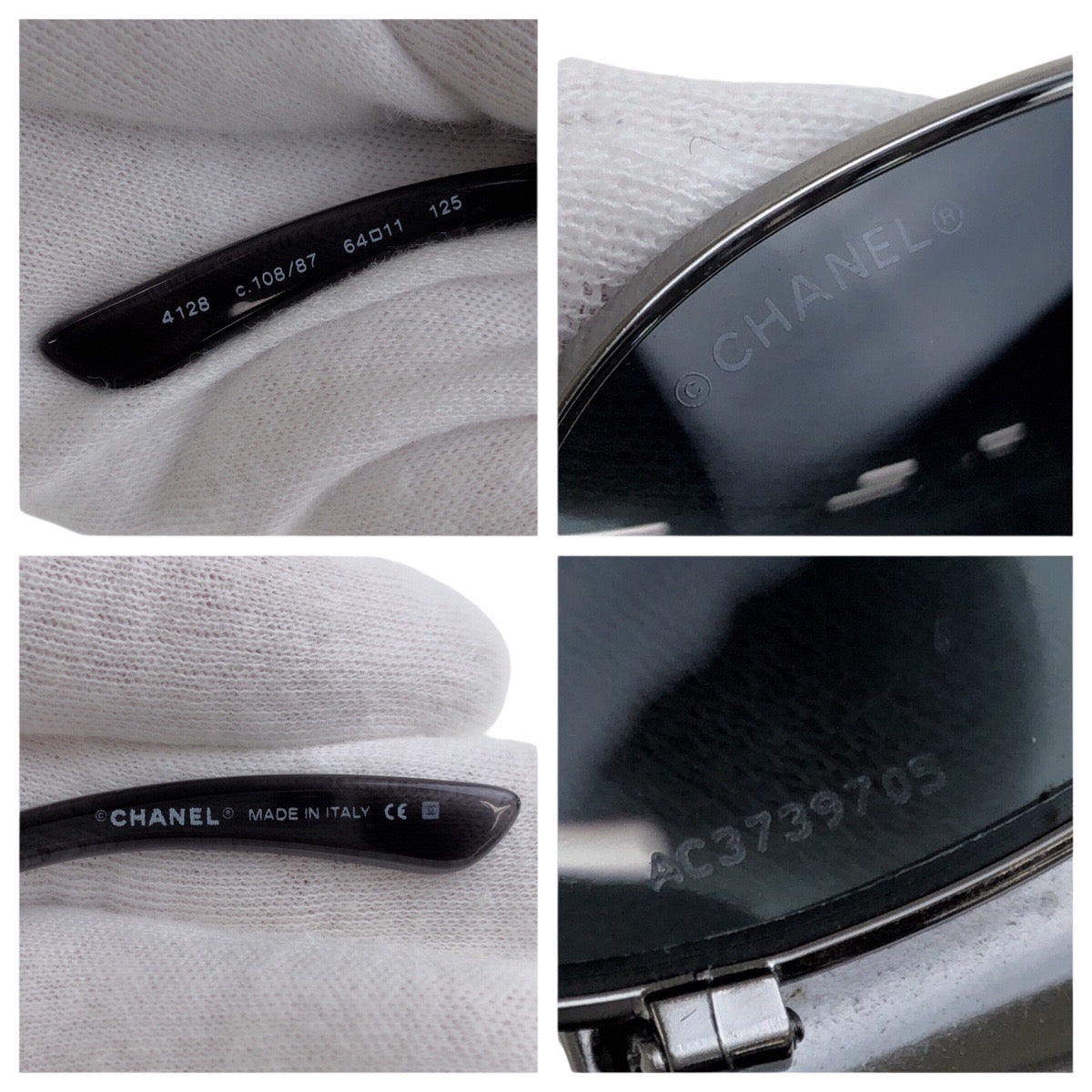 21872
CHANEL シャネル ココマーク グレー シルバー金具 プラスチック / メタル 4128 c.108/87 64□11 125 サングラス メガネ 男女兼用 ティアドロップ レディース A30