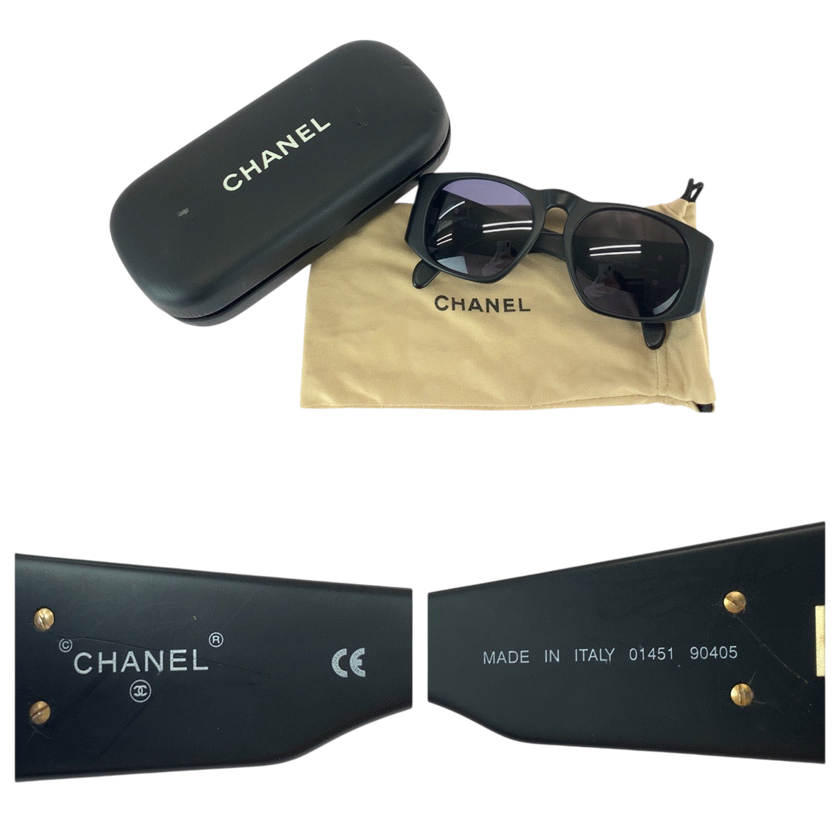 21873
CHANEL シャネル ココマーク ブラック 黒 ゴールド金具 プラスチック 01451 90405 サングラス メガネ 男女兼用 スクエア レディース A30