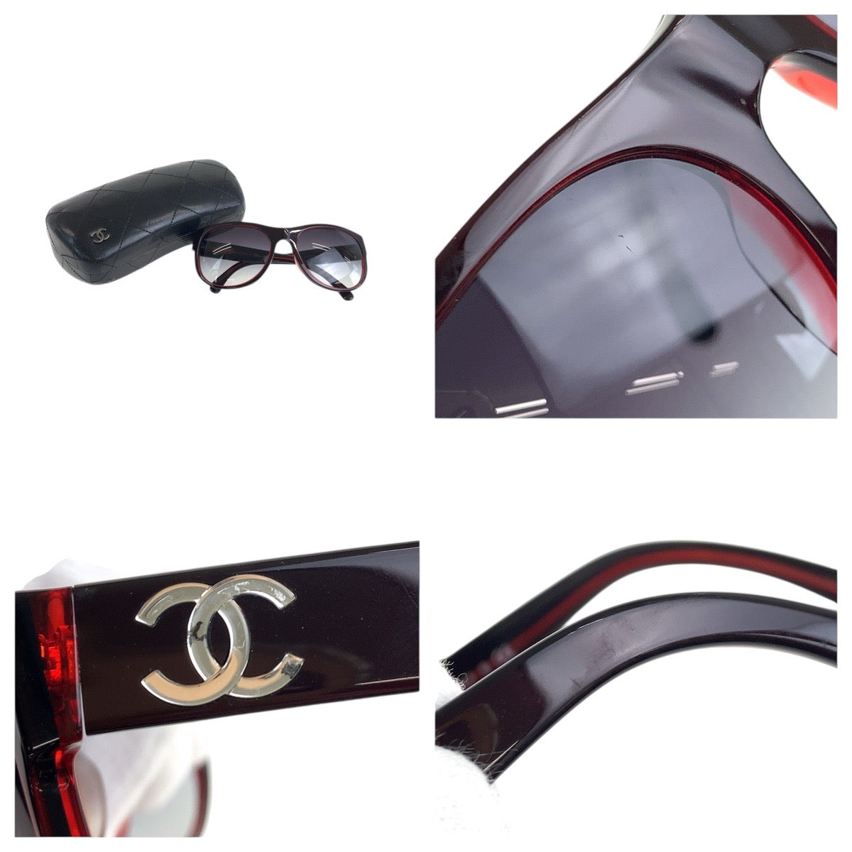 21874
CHANEL シャネル ココマーク ワインレッド シルバー金具 プラスチック 5182-A c.1219/3C 57□19 135 3N サングラス メガネ 男女兼用 ウェリントン レディース A30