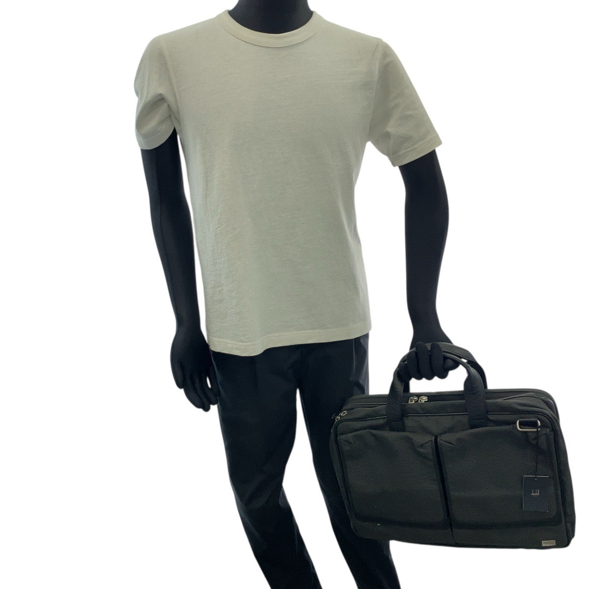 21877
Dunhill ダンヒル ブラック 黒 シルバー金具 キャンバス / レザー ビジネスバッグ ブリーフケース メンズ SA20