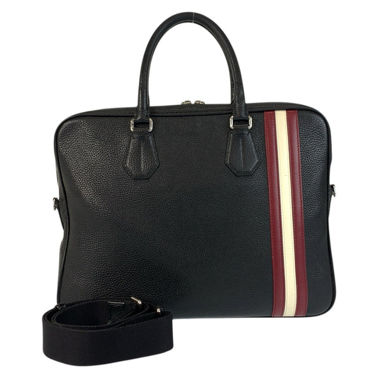 21883
BALLY バリー トレインスポッティング ブラック 黒 シルバー金具 レザー ビジネスバッグ ブリーフケース メンズ ABP28