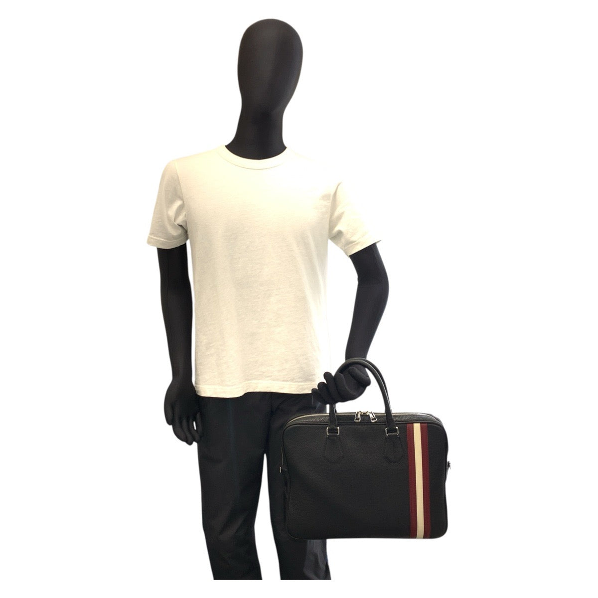 21883
BALLY バリー トレインスポッティング ブラック 黒 シルバー金具 レザー ビジネスバッグ ブリーフケース メンズ ABP28