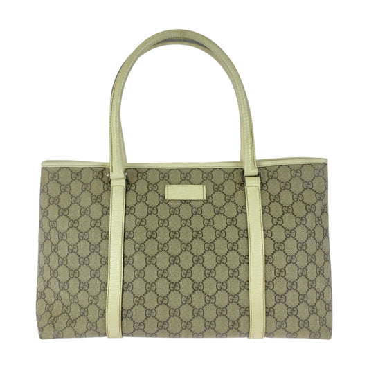 21888
GUCCI グッチ ベージュ ホワイト シルバー金具 GGスプリームキャンバス / レザー 114595 トートバッグ ショルダーバッグ レディース AB32