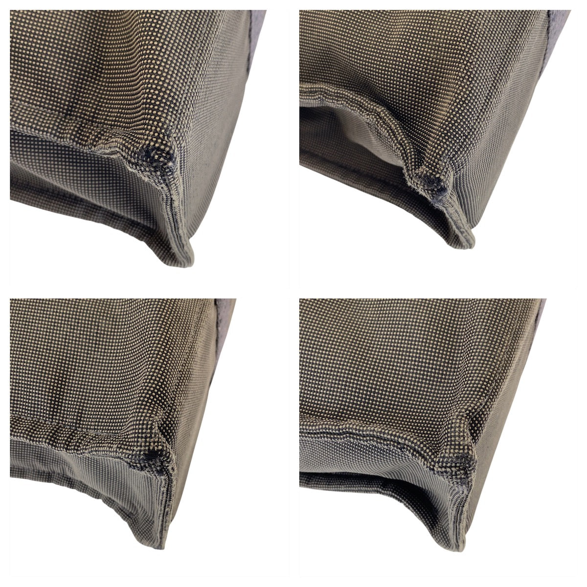 21890
HERMES エルメス エールラインMM グレー シルバー金具 キャンバス トートバッグ ハンドバッグ レディース AB21