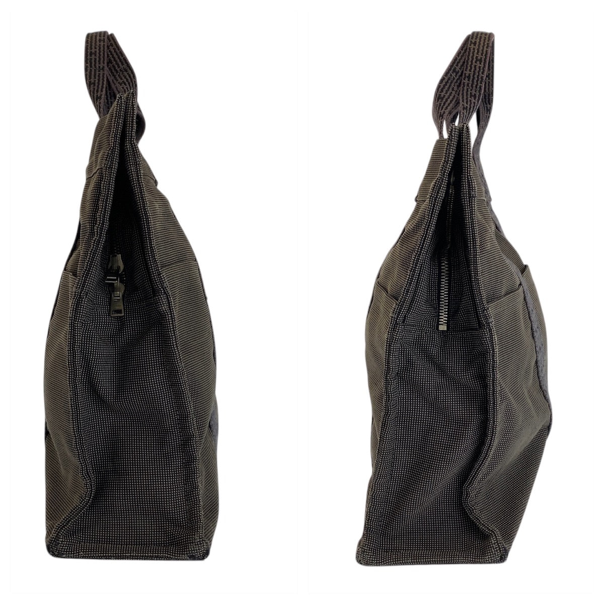 21890
HERMES エルメス エールラインMM グレー シルバー金具 キャンバス トートバッグ ハンドバッグ レディース AB21