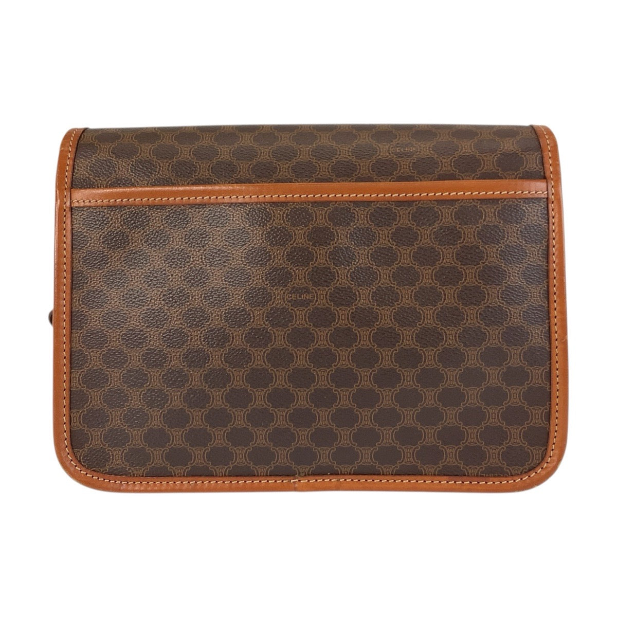 21891
CELINE セリーヌ ヴィンテージ マカダム ブラウン ゴールド金具 PVC / レザー DM96 ショルダーバッグ ポシェット レディース ABP48