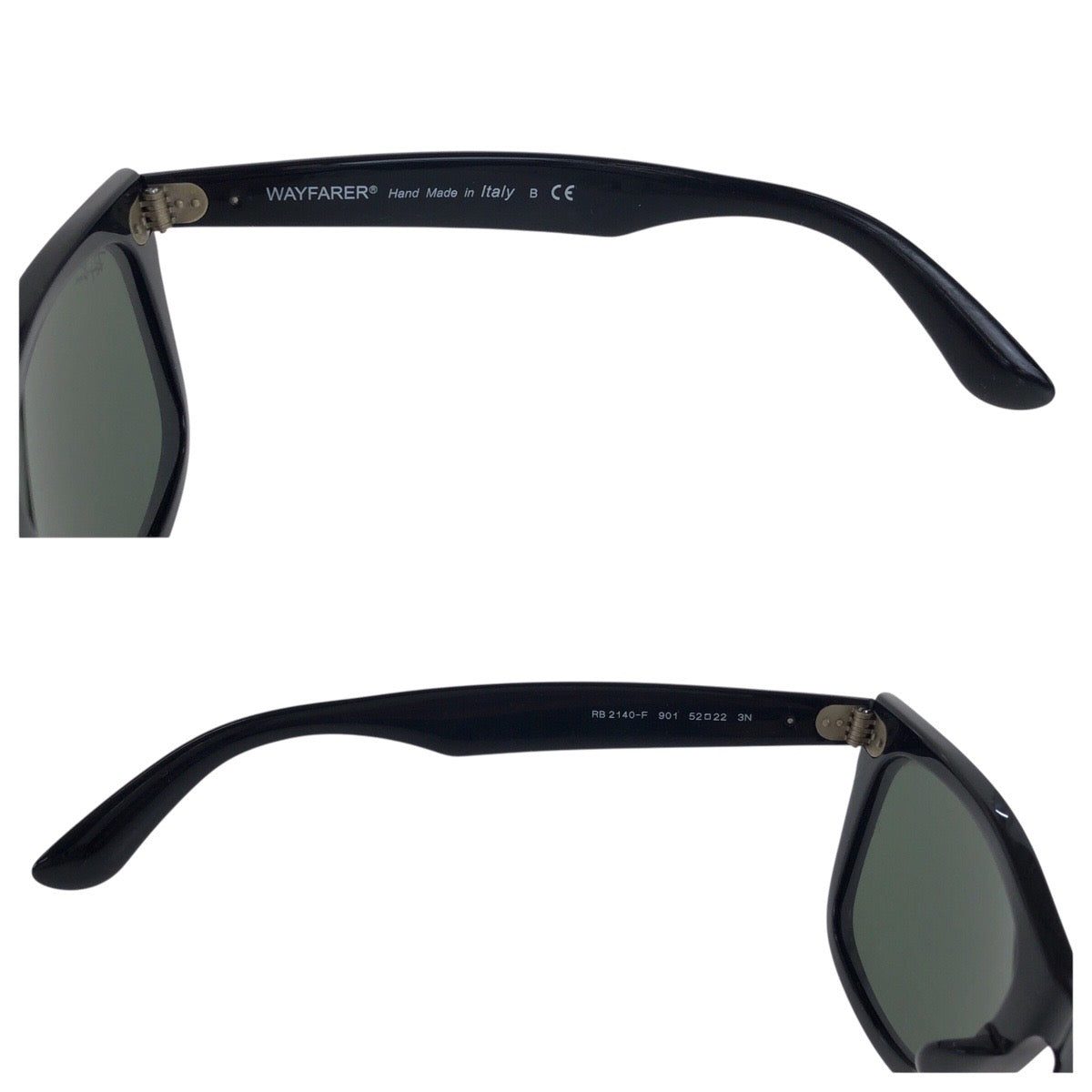 21893
Ray-Ban レイバン ウェイファーラー ブラック グリーン シルバー金具 プラスチック RB 2140-F 901 52▫︎22 3N サングラス 男女兼用 スクエア メンズ AB15