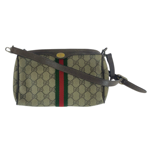 21894
GUCCI グッチ ヴィンテージ シェリーライン ベージュ ブラウン GGスプリームキャンバス / レザー 41 02 018 ショルダーバッグ ポシェット レディース AB30