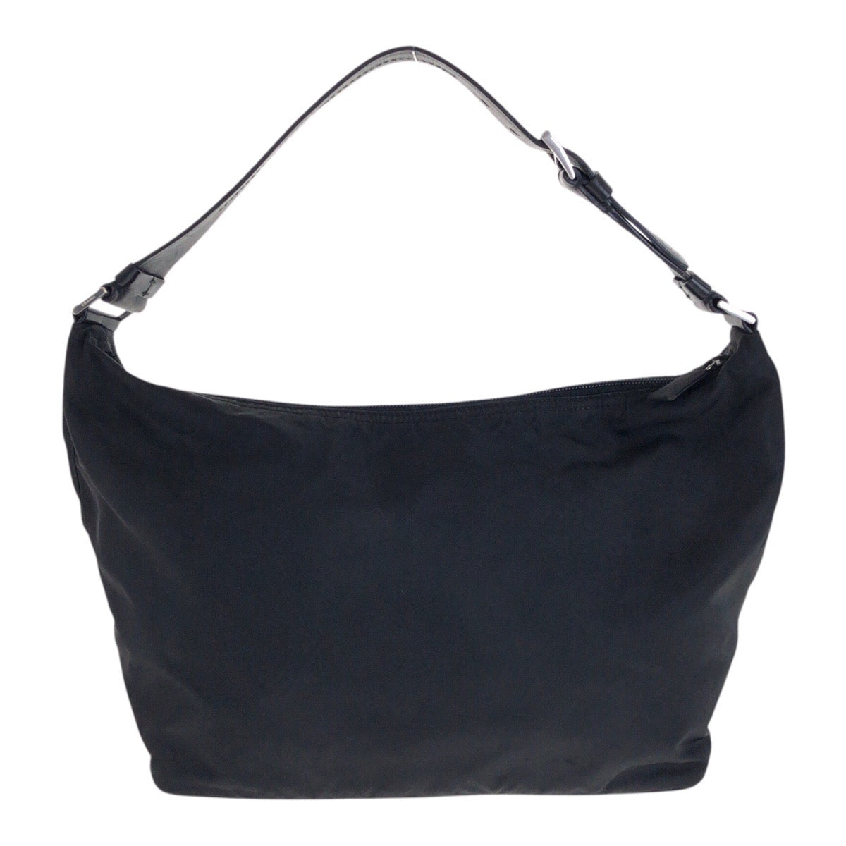 21895
PRADA プラダ テスート 三角ロゴプレート ブラック 黒 シルバー金具 ナイロン / レザー ショルダーバッグ レディース ABP35