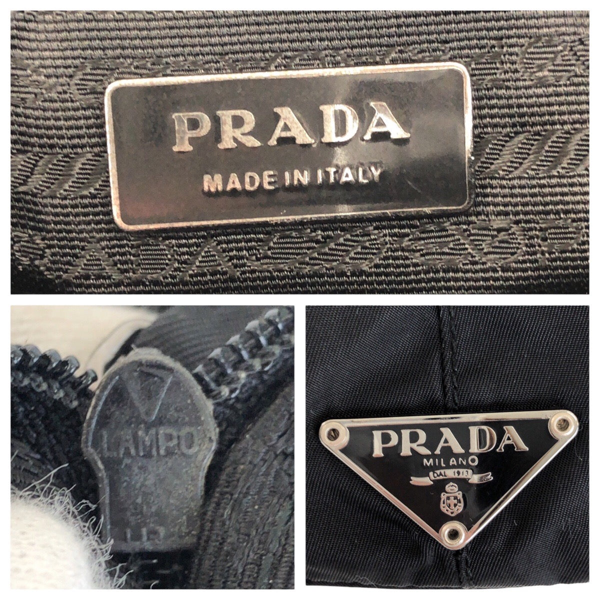 21895
PRADA プラダ テスート 三角ロゴプレート ブラック 黒 シルバー金具 ナイロン / レザー ショルダーバッグ レディース ABP35