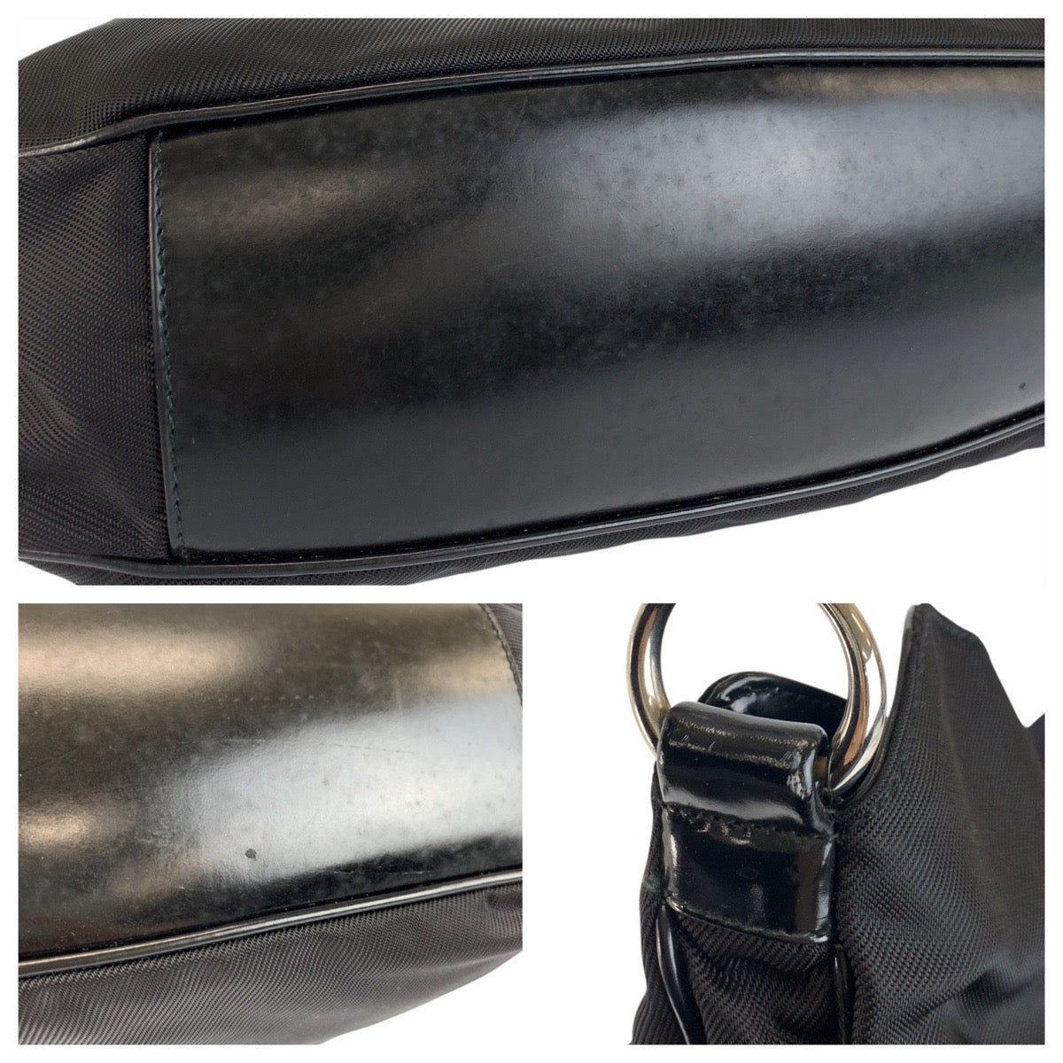 21898
GUCCI グッチ バンブー ブラック 黒 シルバー金具 ナイロン 001 1577 ショルダーバッグ レディース ABP28