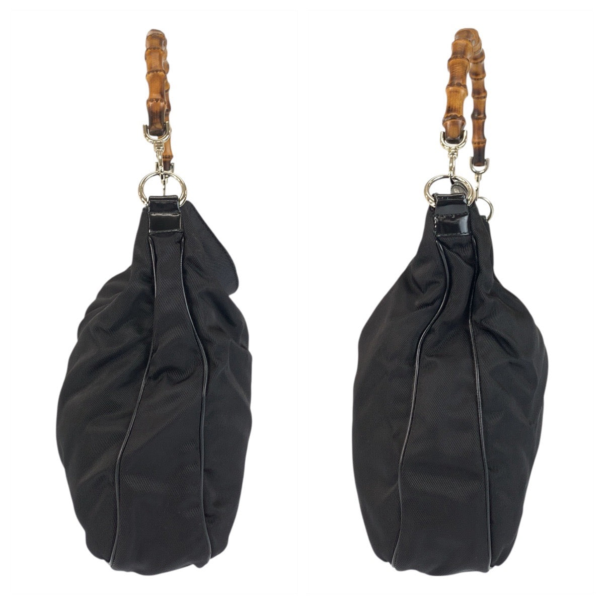 21898
GUCCI グッチ バンブー ブラック 黒 シルバー金具 ナイロン 001 1577 ショルダーバッグ レディース ABP28