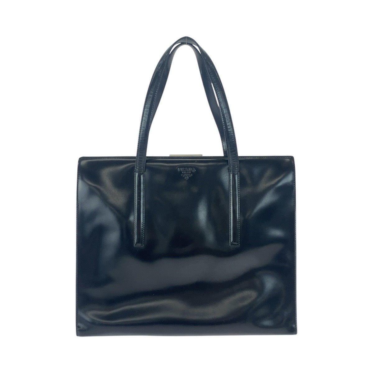 21903
PRADA プラダ パテント ブラック 黒 シルバー金具 パテントレザー トートバッグ ショルダーバッグ レディース ABP28