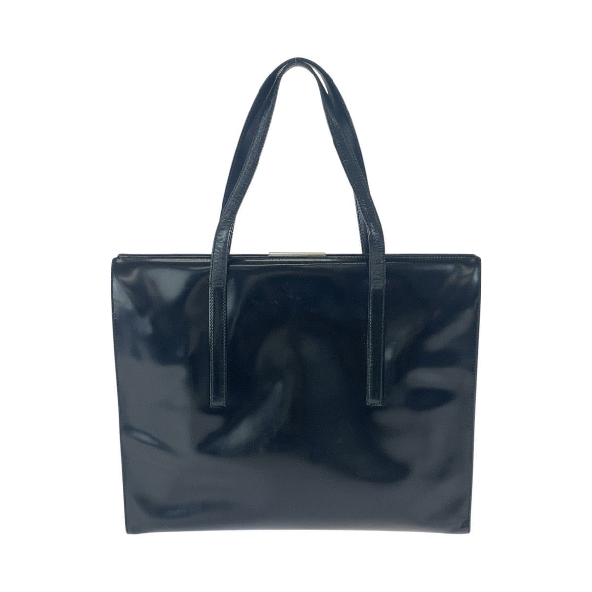 21903
PRADA プラダ パテント ブラック 黒 シルバー金具 パテントレザー トートバッグ ショルダーバッグ レディース ABP28