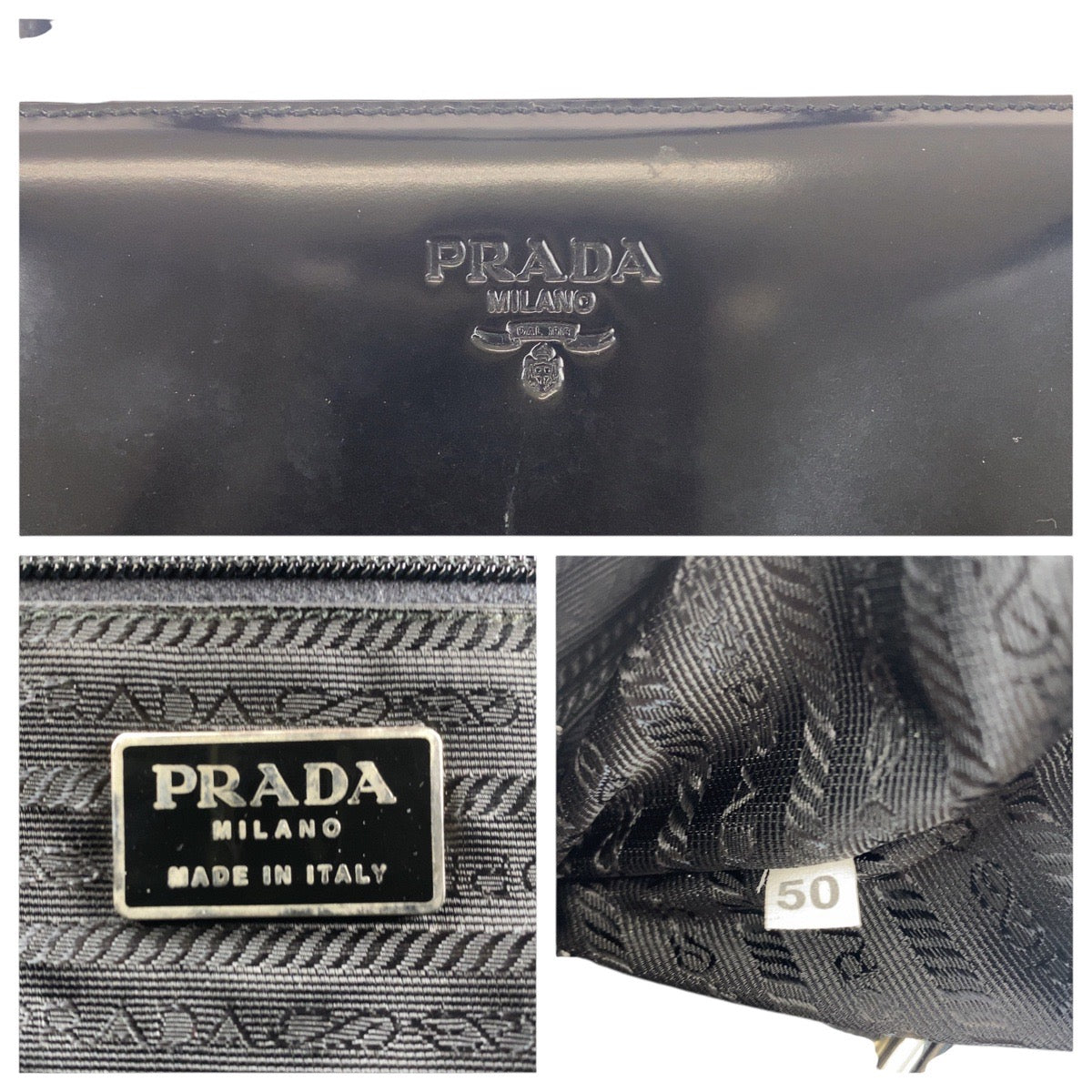 21903
PRADA プラダ パテント ブラック 黒 シルバー金具 パテントレザー トートバッグ ショルダーバッグ レディース ABP28