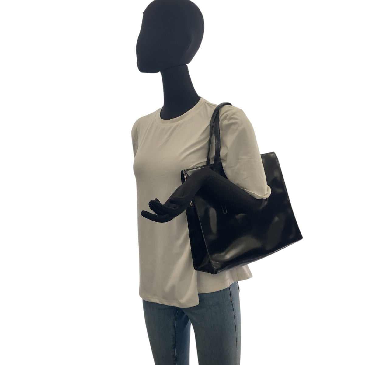 21903
PRADA プラダ パテント ブラック 黒 シルバー金具 パテントレザー トートバッグ ショルダーバッグ レディース ABP28