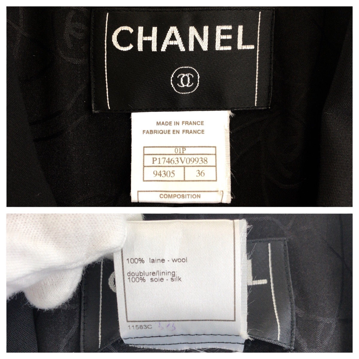 21911
CHANEL シャネル 01P ココマーク サイズ36 ブラック 黒 ウール / シルク P17463V09938 ジャケット アウター レディース A120