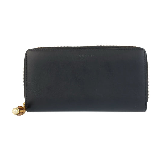 21912
GUCCI グッチ バンブー ブラック 黒 ゴールド金具 レザー 453158 長財布 ロングウォレット レディース A28
