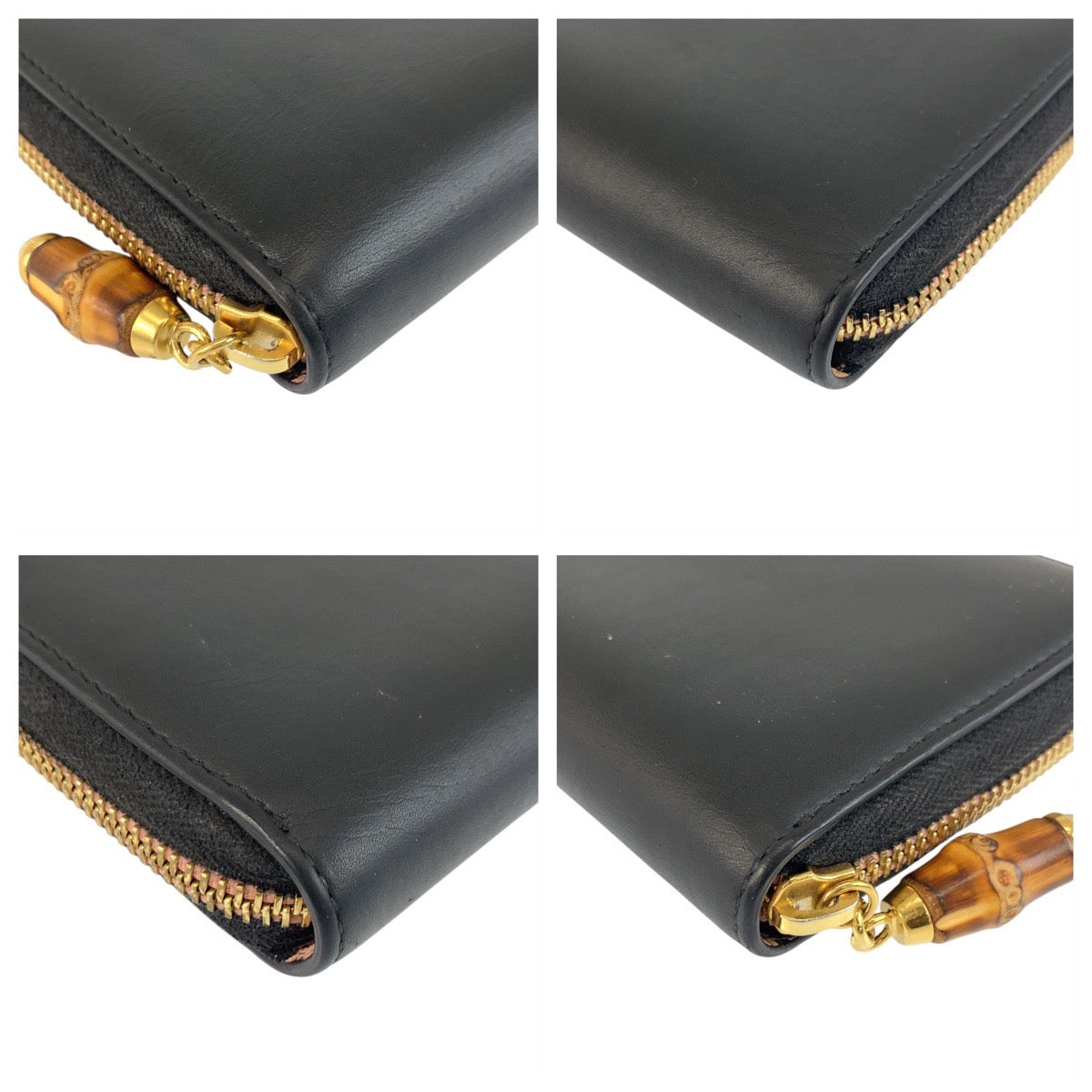 21912
GUCCI グッチ バンブー ブラック 黒 ゴールド金具 レザー 453158 長財布 ロングウォレット レディース A28