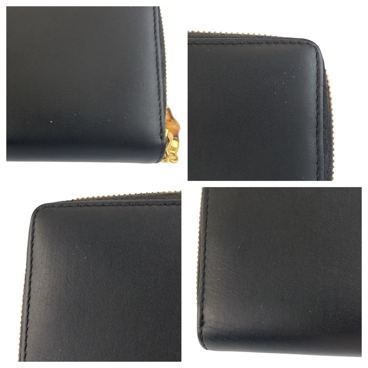 21912
GUCCI グッチ バンブー ブラック 黒 ゴールド金具 レザー 453158 長財布 ロングウォレット レディース A28
