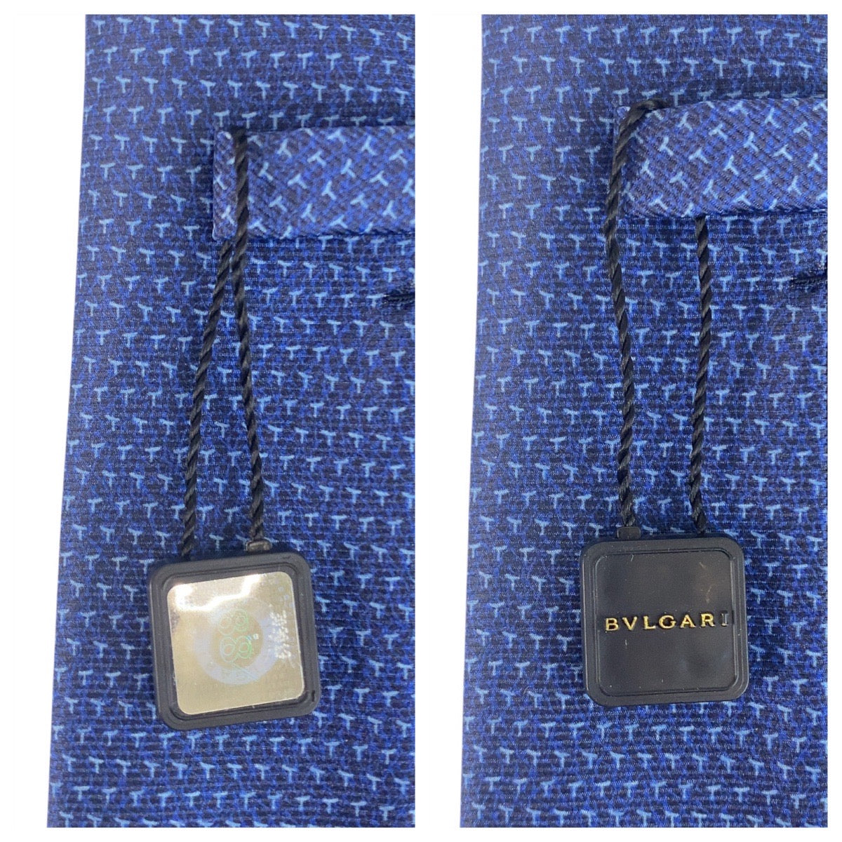 21918
BVLGARI ブルガリ 総柄 ネイビー ブルー シルク ネクタイ 剣先9cm メンズ S12