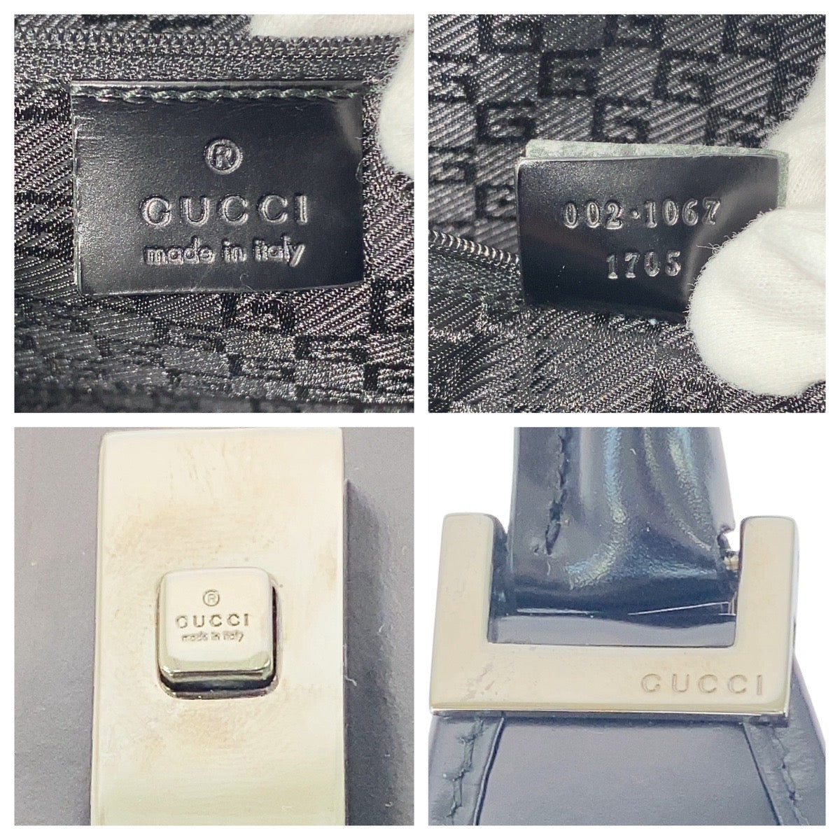 21925
GUCCI グッチ ジャッキー ブラック 黒 シルバー金具 レザー 002 1067 ショルダーバッグ レディース SA90