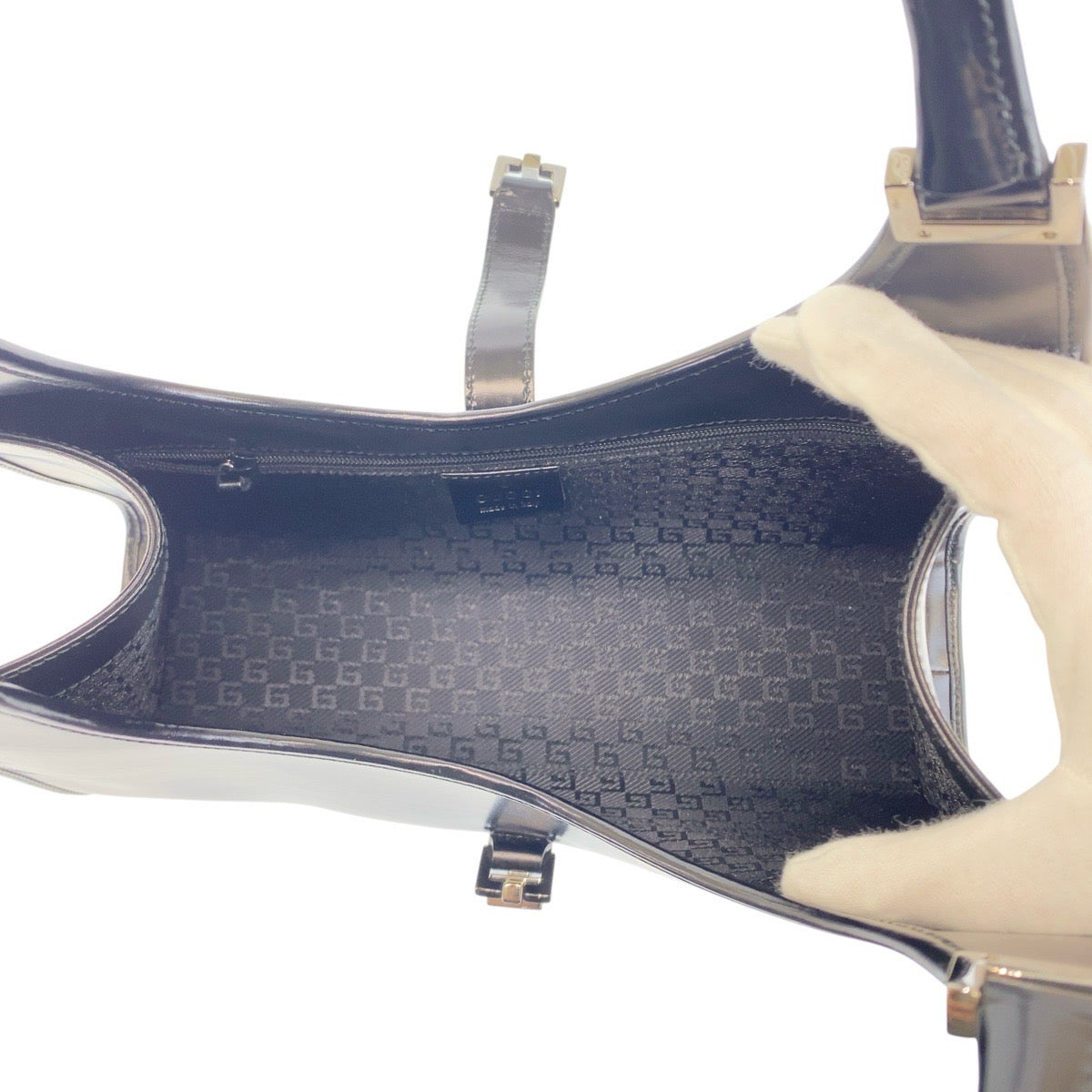 21925
GUCCI グッチ ジャッキー ブラック 黒 シルバー金具 レザー 002 1067 ショルダーバッグ レディース SA90