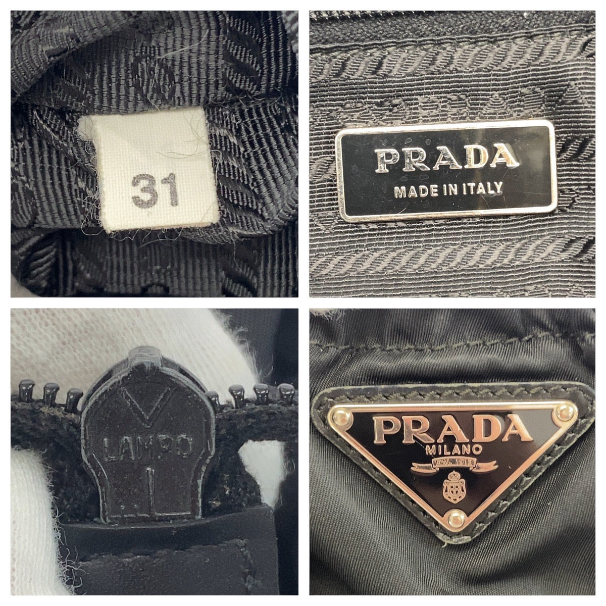 21926
PRADA プラダ テスート 三角ロゴプレート ブラック 黒 シルバー金具 ナイロン トートバッグ ハンドバッグ レディース ABP35