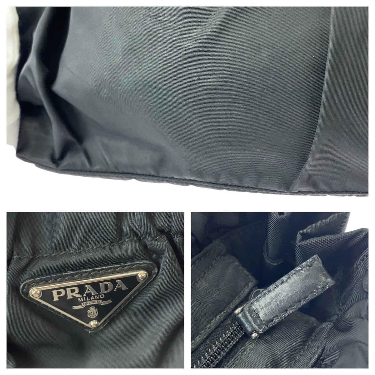 21926
PRADA プラダ テスート 三角ロゴプレート ブラック 黒 シルバー金具 ナイロン トートバッグ ハンドバッグ レディース ABP35