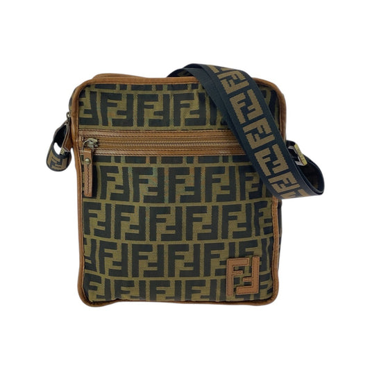 21929
FENDI フェンディ ズッカ ブラウン ベージュ ゴールド金具 ナイロン 7VA152 ショルダーバッグ ポシェット レディース ABP42