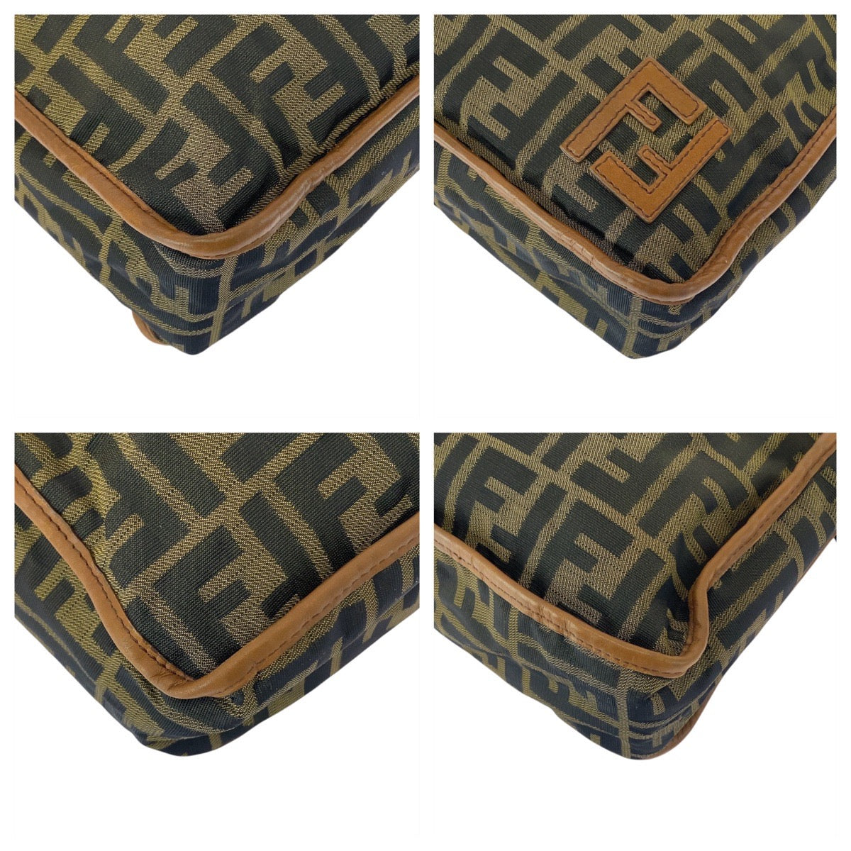 21929
FENDI フェンディ ズッカ ブラウン ベージュ ゴールド金具 ナイロン 7VA152 ショルダーバッグ ポシェット レディース ABP42