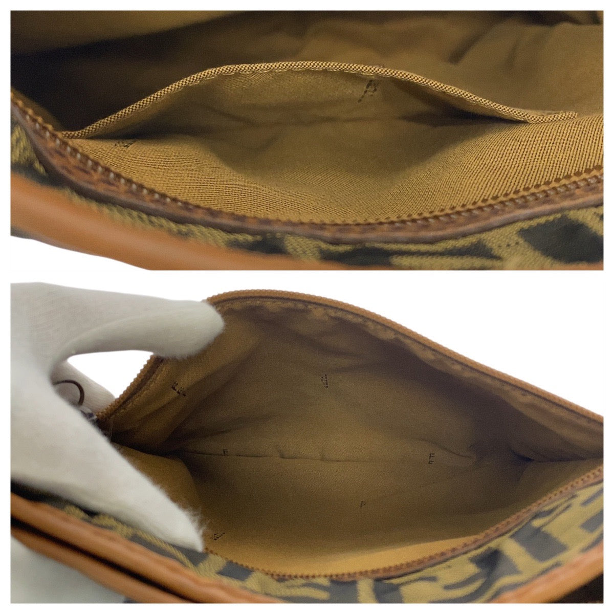 21929
FENDI フェンディ ズッカ ブラウン ベージュ ゴールド金具 ナイロン 7VA152 ショルダーバッグ ポシェット レディース ABP42