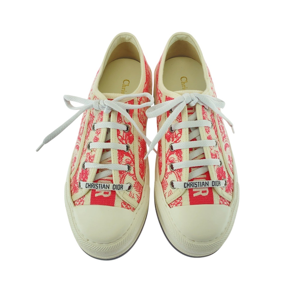 21932
Dior ディオール WALK'N'DIOR トワル ドゥ ジュイ ピンク ホワイト キャンバス / ラバー スニーカー ローカット レースアップ レディース SA42