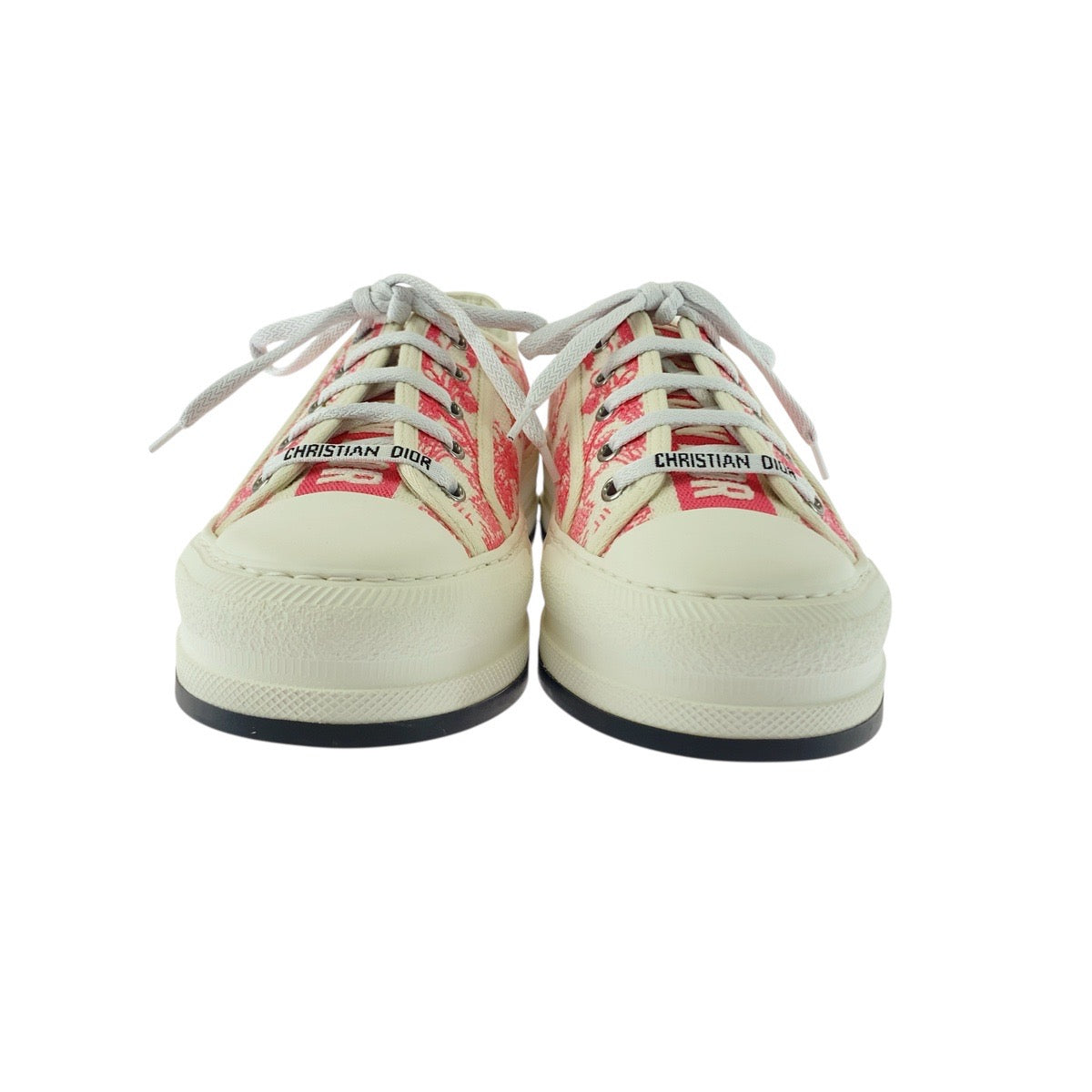 21932
Dior ディオール WALK'N'DIOR トワル ドゥ ジュイ ピンク ホワイト キャンバス / ラバー スニーカー ローカット レースアップ レディース SA42