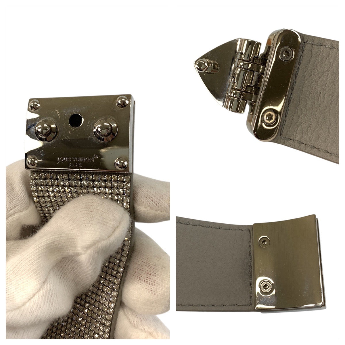 21933
LOUIS VUITTON ルイヴィトン 25SS マンシェット S ロックストラス シルバー ラインストーン / パラジウム M4216F ブレスレット バングル レディース A100