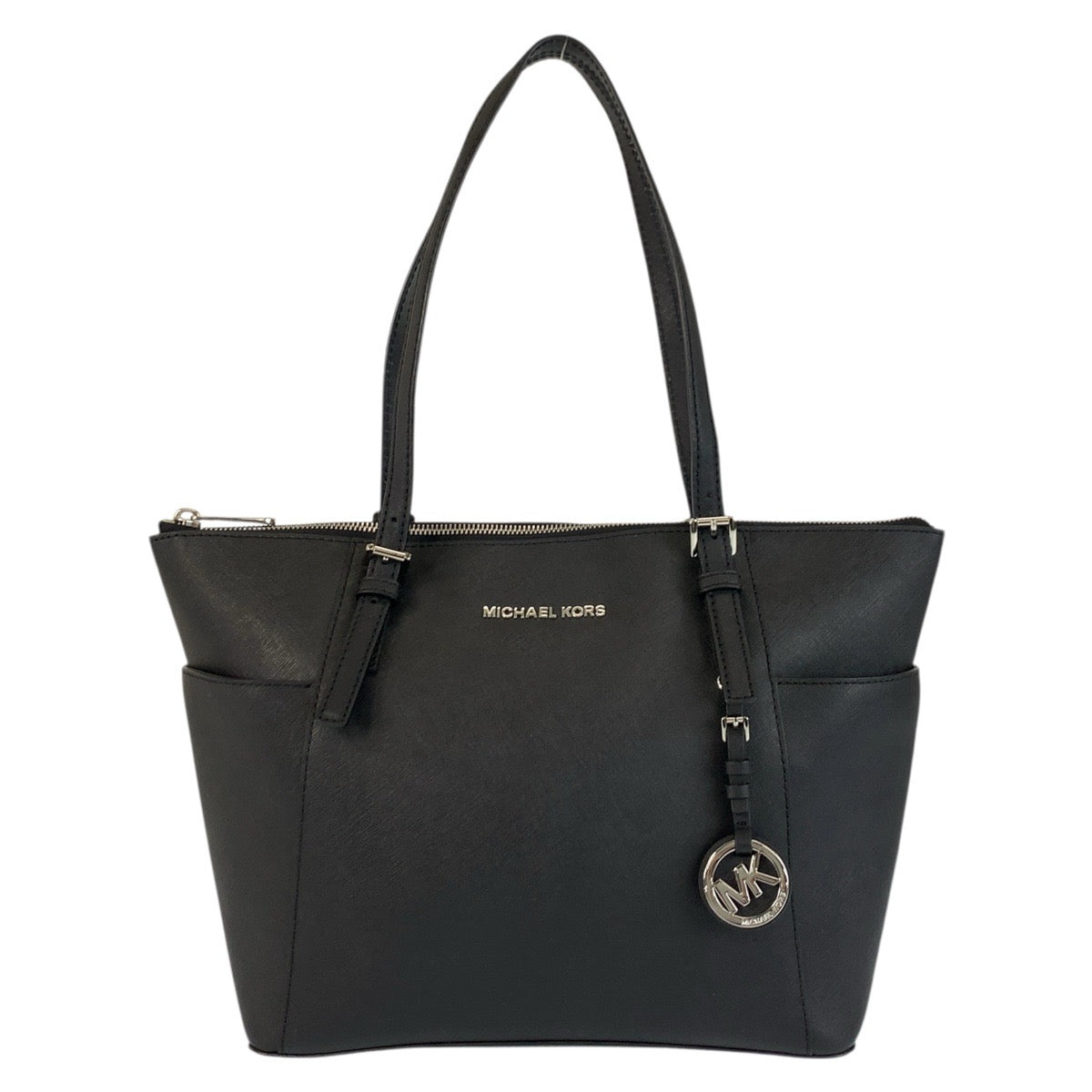 21936
Michael Kors マイケルコース ジェットセット ブラック 黒 シルバー金具 レザー 30F2STTT8L トートバッグ ショルダーバッグ レディース A8