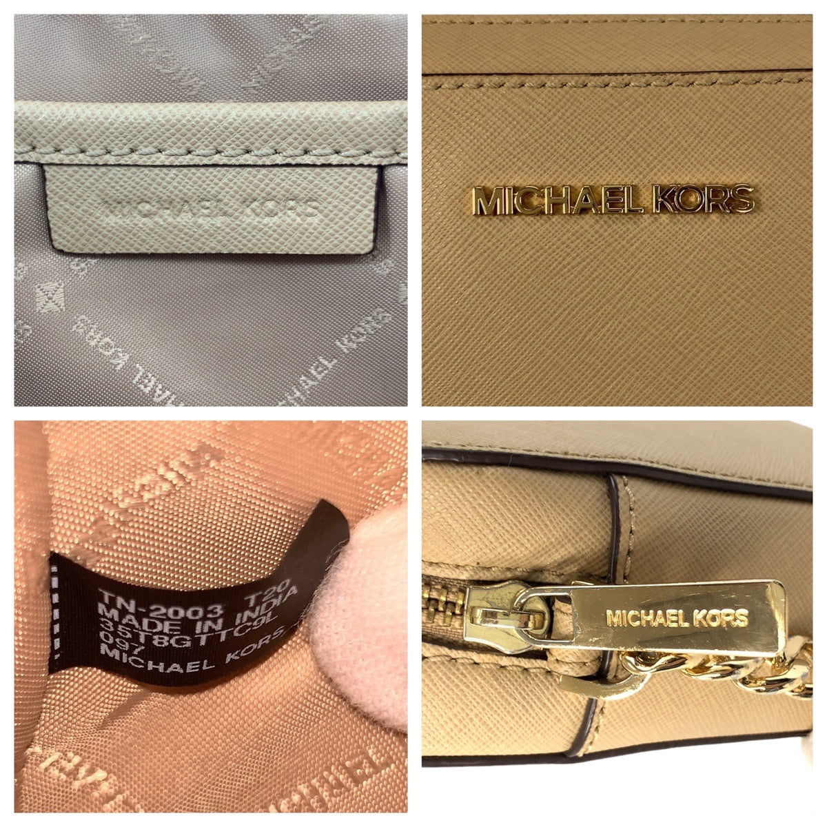 21938
Michael Kors マイケルコース ジェットセット ベージュ ゴールド金具 レザー 35T8GTTC9L ショルダーバッグ ポシェット レディース A8