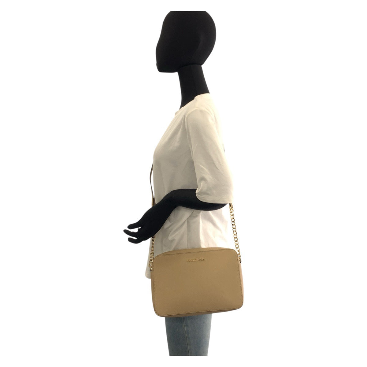 21938
Michael Kors マイケルコース ジェットセット ベージュ ゴールド金具 レザー 35T8GTTC9L ショルダーバッグ ポシェット レディース A8