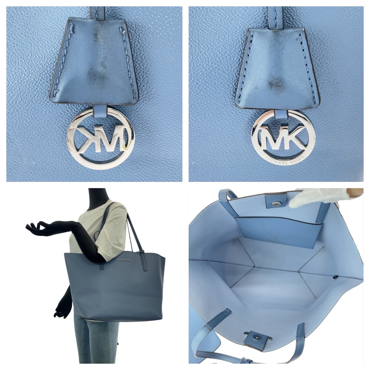 21940
Michael Kors マイケルコース ブルー シルバー金具 レザー 30H5SH3T7U トートバッグ ショルダーバッグ レディース AB3