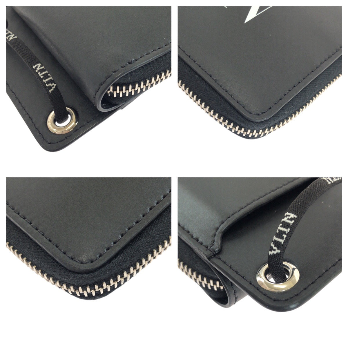 21946
Valentino Garavani ヴァレンティノ ガラヴァーニ VLTNロゴ ブラック ホワイト シルバー金具 レザー 折財布 ラウンドファスナー ネックウォレット メンズ SA