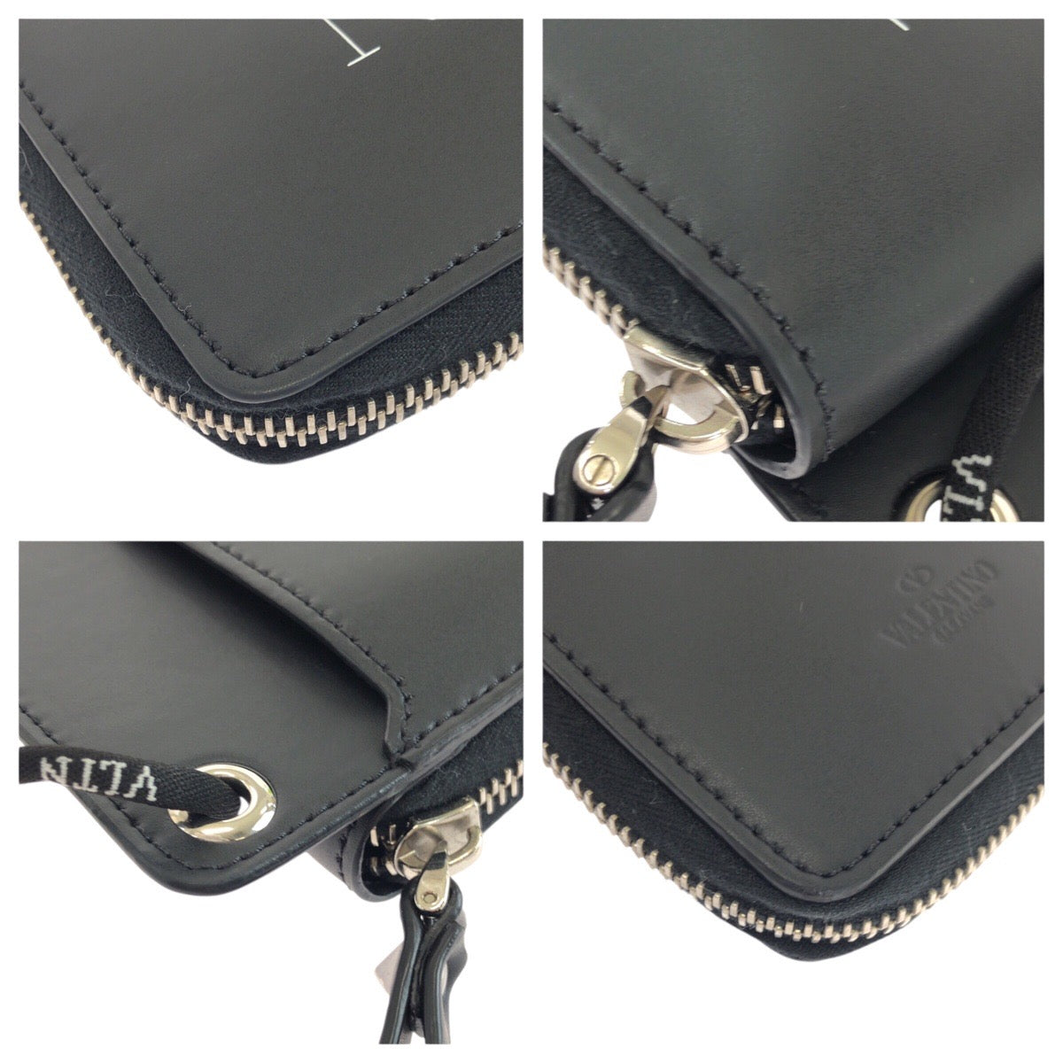 21946
Valentino Garavani ヴァレンティノ ガラヴァーニ VLTNロゴ ブラック ホワイト シルバー金具 レザー 折財布 ラウンドファスナー ネックウォレット メンズ SA